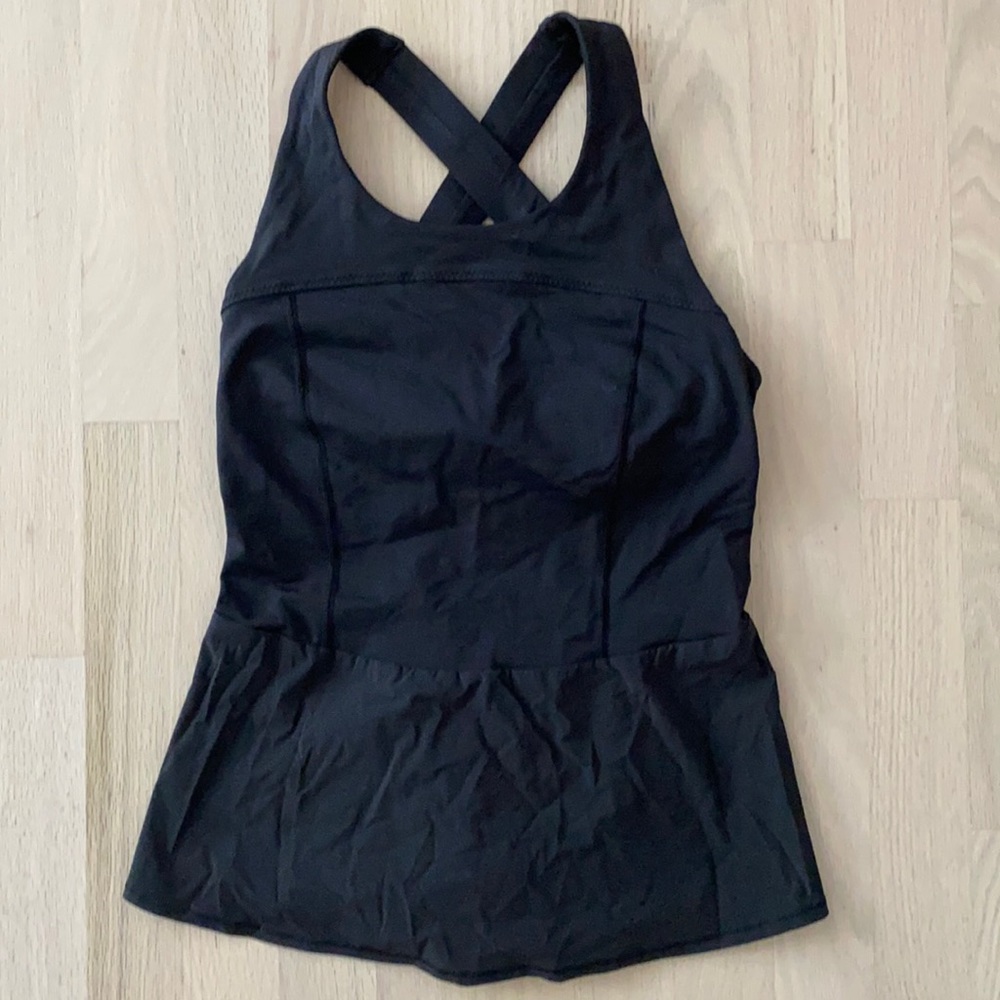 Black sleeveless Lululemon workout top
